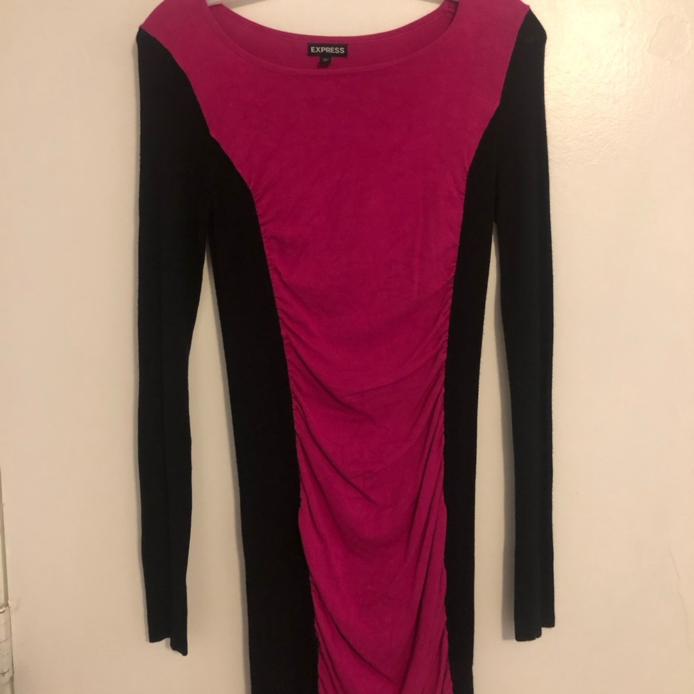 Express Long Sleeve Knee length fitted dress sz XS